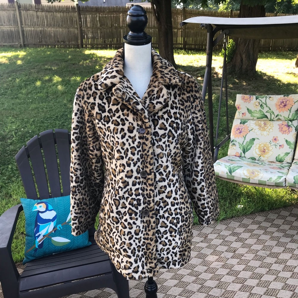 Vintage Furry Leopard Print Jacket